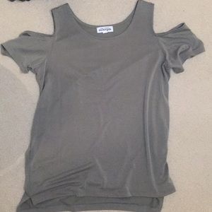 Army Green Shoulder Cutout Shirt